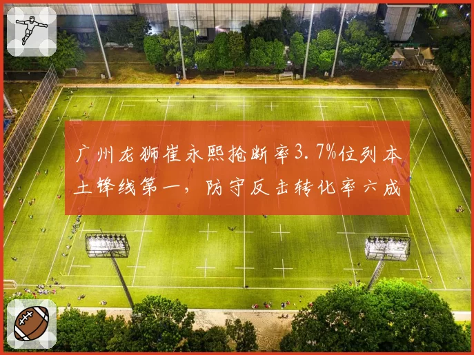 广州龙狮崔永熙抢断率3.7%位列本土锋线第一，防守反击转化率六成